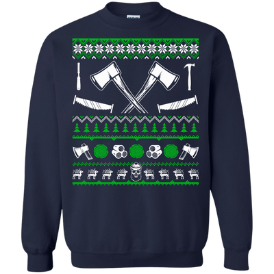 Lumberjack Christmas Sweater-T-Shirt & Hoodie-Crewneck Sweatshirt-Navy