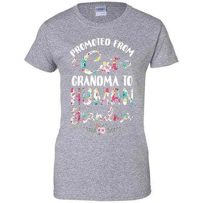 Floral Promoted From Cat Grandma To Human Grandma Gift-T-Shirt & Tank Top-Women's T-Shirt-Sport Grey