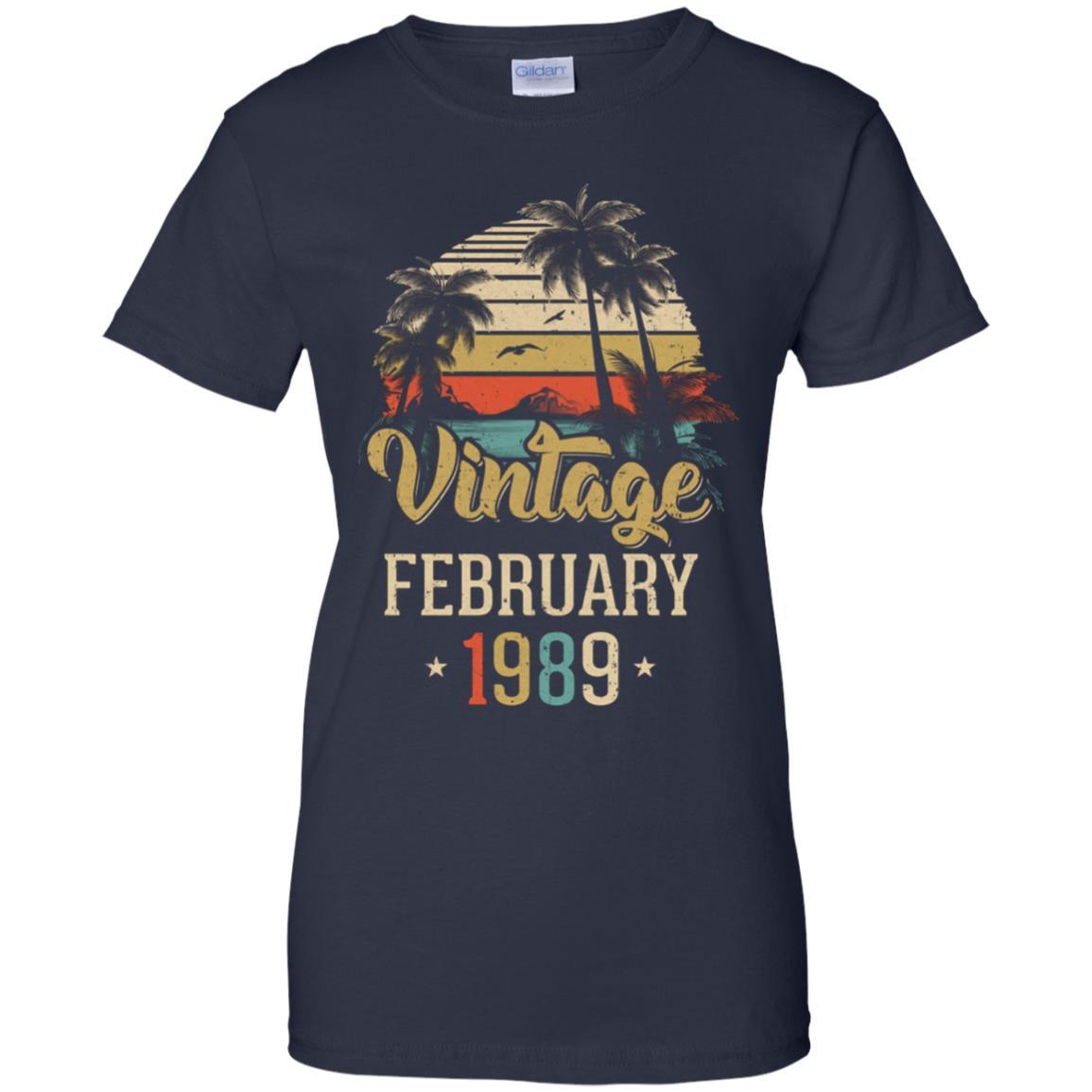 Retro Classic Vintage February 1989 32th Birthday Gift-T-Shirt & Hoodie-Women's T-Shirt-Navy