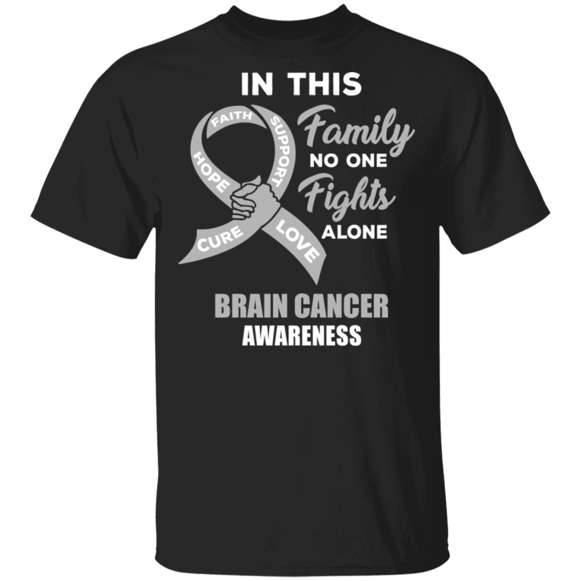 In This School No One Fights Brain Cancer Awareness Alone-T-Shirt & Hoodie-Classic T-Shirt-Black