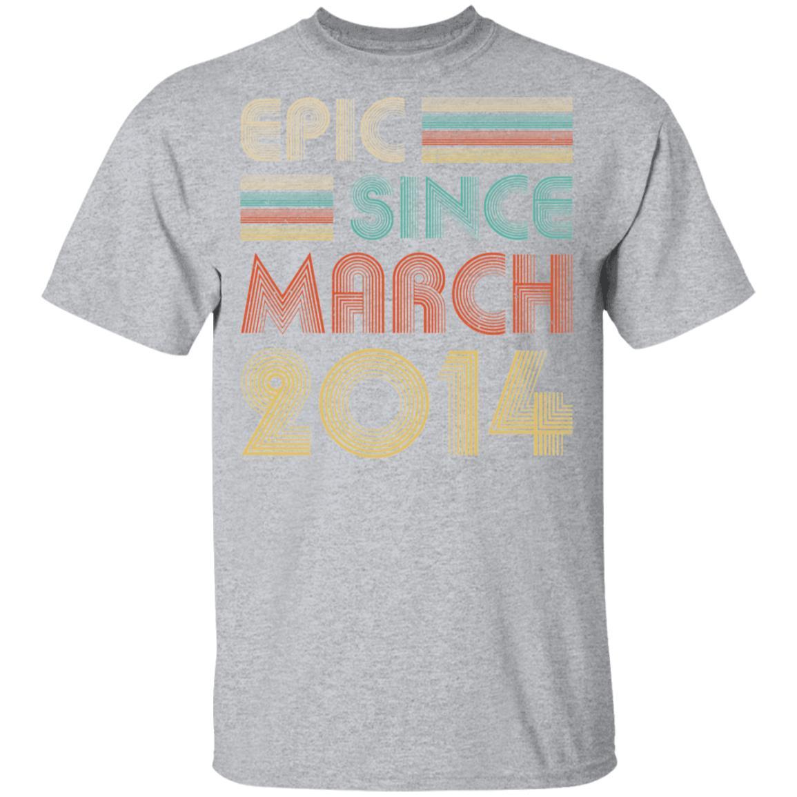 Epic Since March 2014 Vintage 7th Birthday Gifts Youth-Youth Shirt-Youth T-Shirt-Sport Grey
