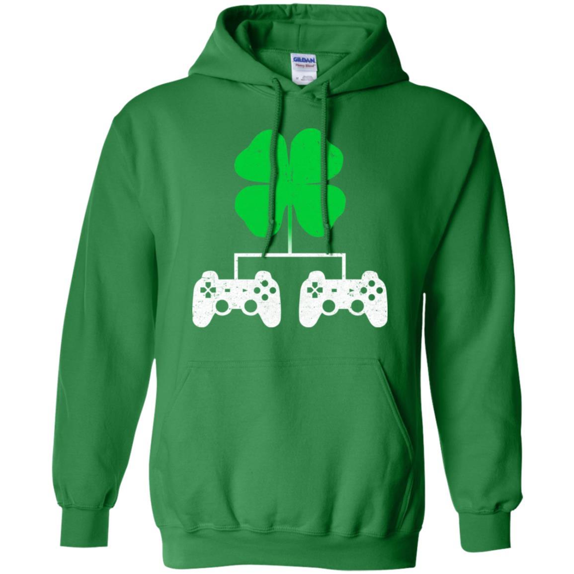 Video Game Clover Controller Gamer St Patrick's Day-T-Shirt & Hoodie-Pullover Hoodie-Irish Green