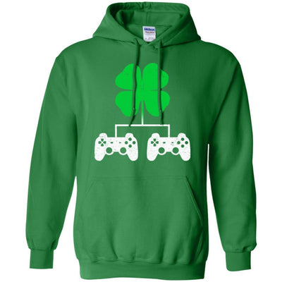 Video Game Clover Controller Gamer St Patrick's Day-T-Shirt & Hoodie-Pullover Hoodie-Irish Green