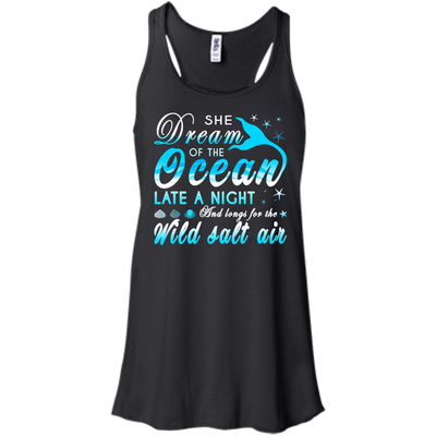 She Dream Of The Ocean Late Night And Longs For The Wild Salt Air-T-Shirt & Hoodie-Women's Flowy Racerback Tank-Black