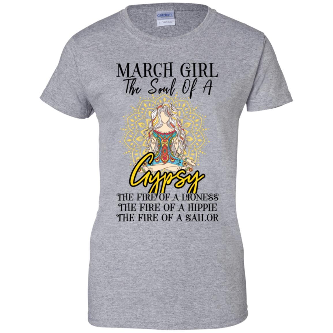March Girl The Soul Of A Gypsy Funny Birthday Gift-T-Shirt & Tank Top-Women's T-Shirt-Sport Grey