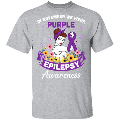 In November We Wear Purple Epilepsy Awareness Support Gifts-T-Shirt & Hoodie-Classic T-Shirt-Sport Grey