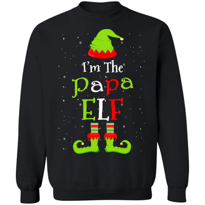 I'm The Papa Elf Family Matching Funny Christmas Group Gift-T-Shirt & Sweatshirt-Crewneck Sweatshirt-Black