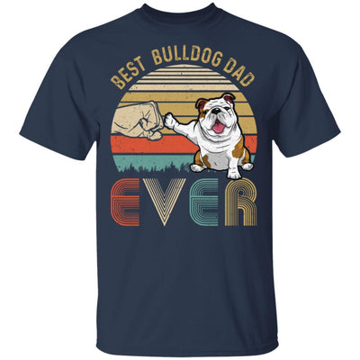 Vintage Best Bulldog Dad Ever Bump Fit Funny Dad Gifts-T-Shirt & Hoodie-Classic T-Shirt-Navy