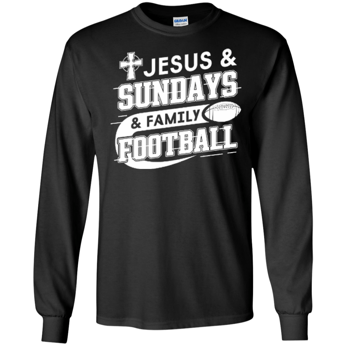 Jesus Sundays Family Football-T-Shirt & Hoodie-Long Sleeve T-Shirt-Black