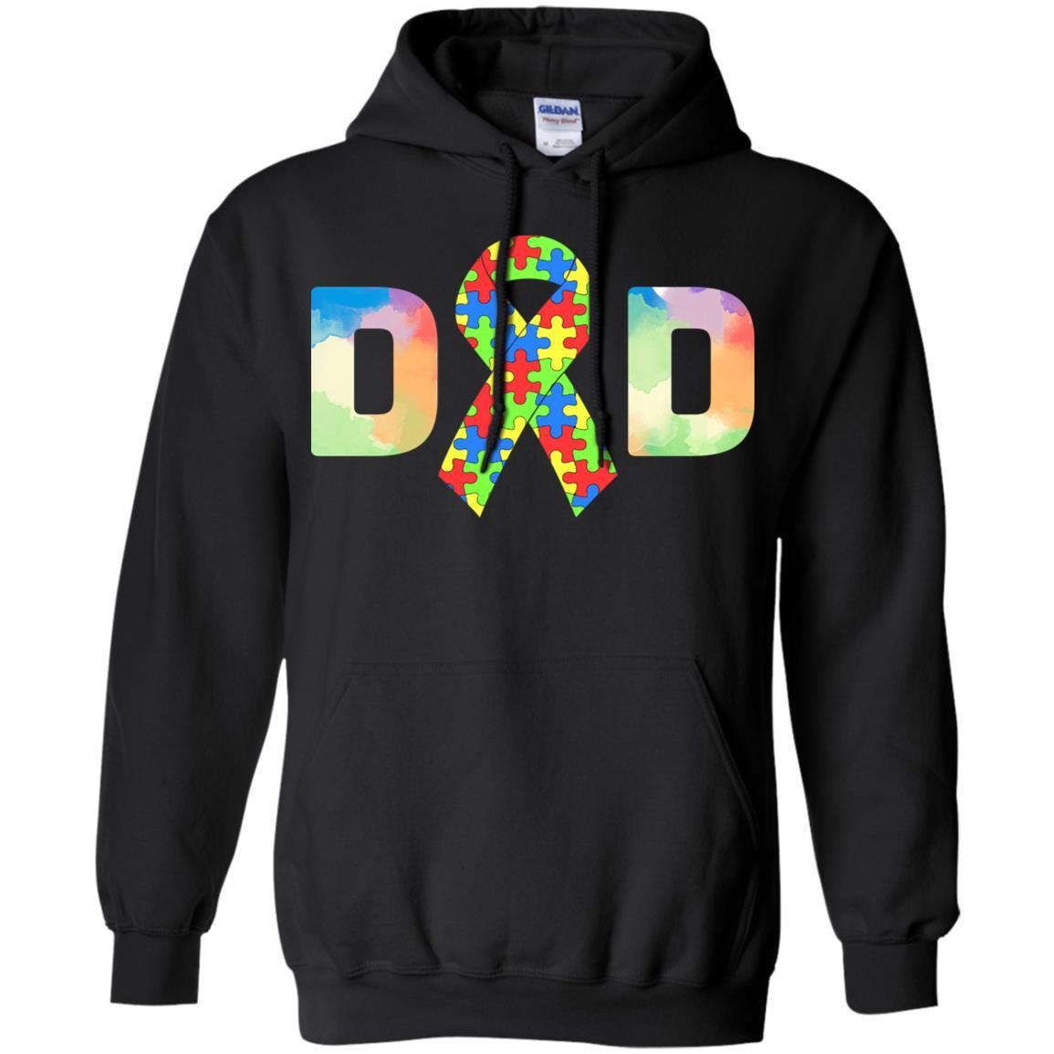 Autism Dad Support Awareness Autistic Parents Gifts-T-Shirt & Hoodie-Pullover Hoodie-Black