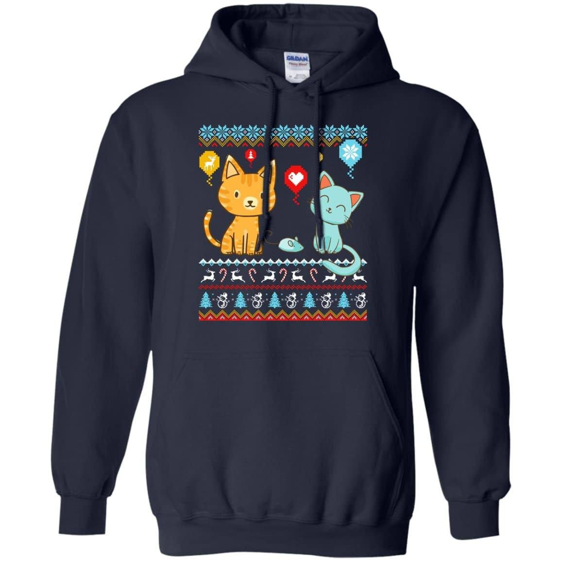 Halo Halo Christmas Cat Lover-T-Shirt & Hoodie-Pullover Hoodie-Navy