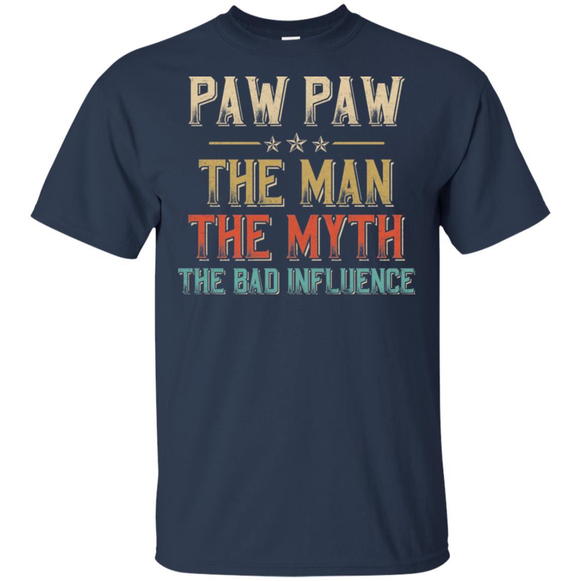 Vintage Paw Paw The Man The Myth The Bad Influence-T-Shirt & Hoodie-Classic T-Shirt-Navy