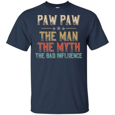 Vintage Paw Paw The Man The Myth The Bad Influence-T-Shirt & Hoodie-Classic T-Shirt-Navy
