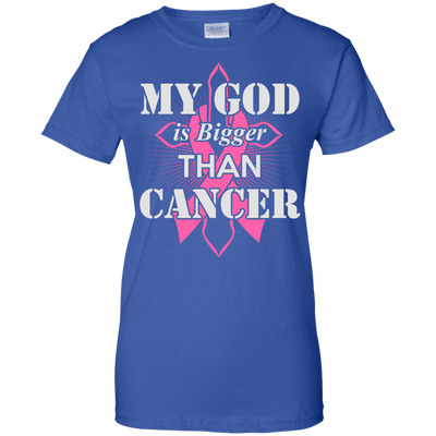 My God Is Bigger Than Cancer Pink Awareness Ribbon-T-Shirt & Hoodie-Women's T-Shirt-Royal