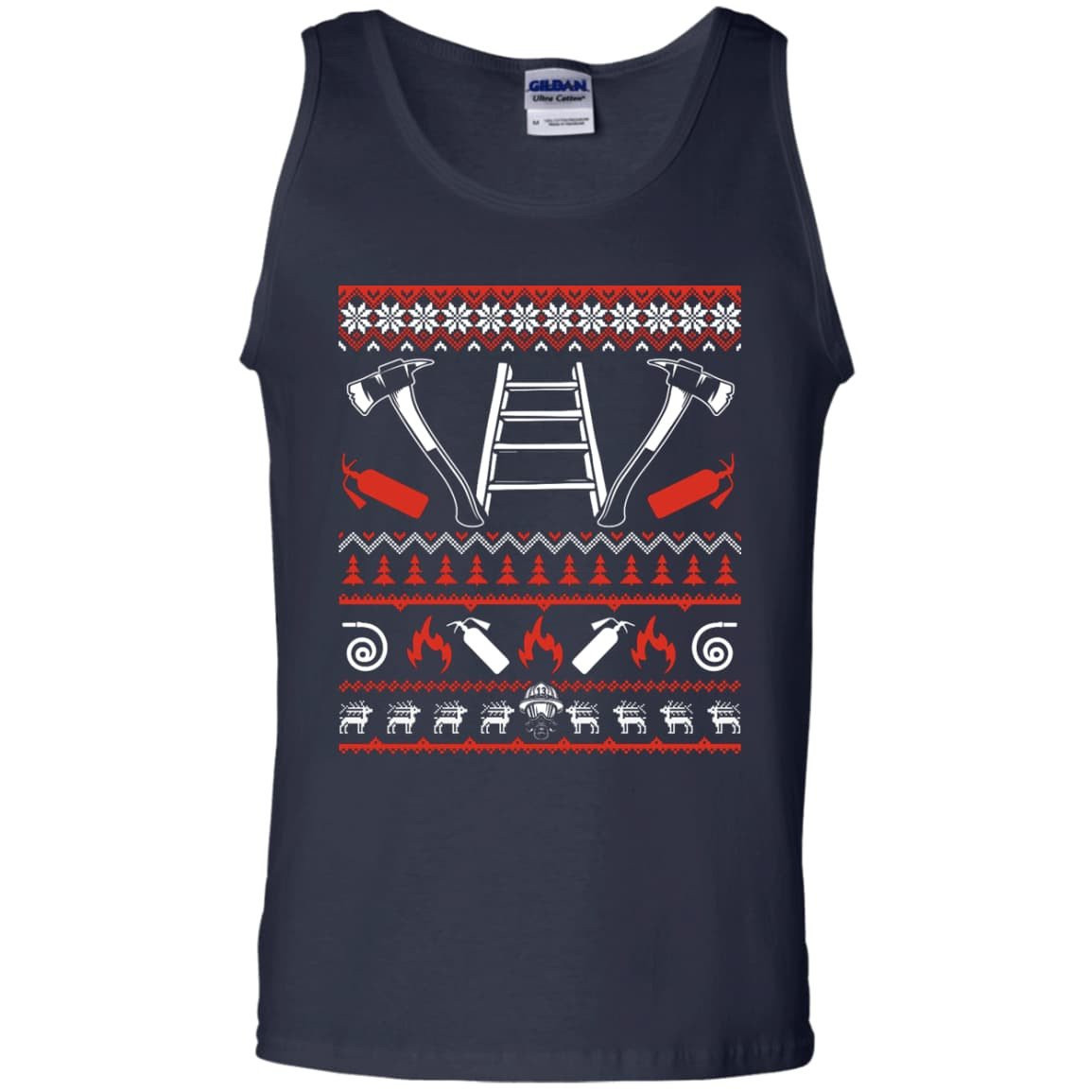 Firefighter Christmas Sweater-T-Shirt & Hoodie-Unisex Tank-Navy