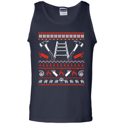 Firefighter Christmas Sweater-T-Shirt & Hoodie-Unisex Tank-Navy