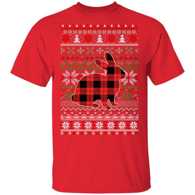 Rabbit Red Plaid Ugly Christmas Sweater Funny Gifts-T-Shirt & Sweatshirt-Classic T-Shirt-Red