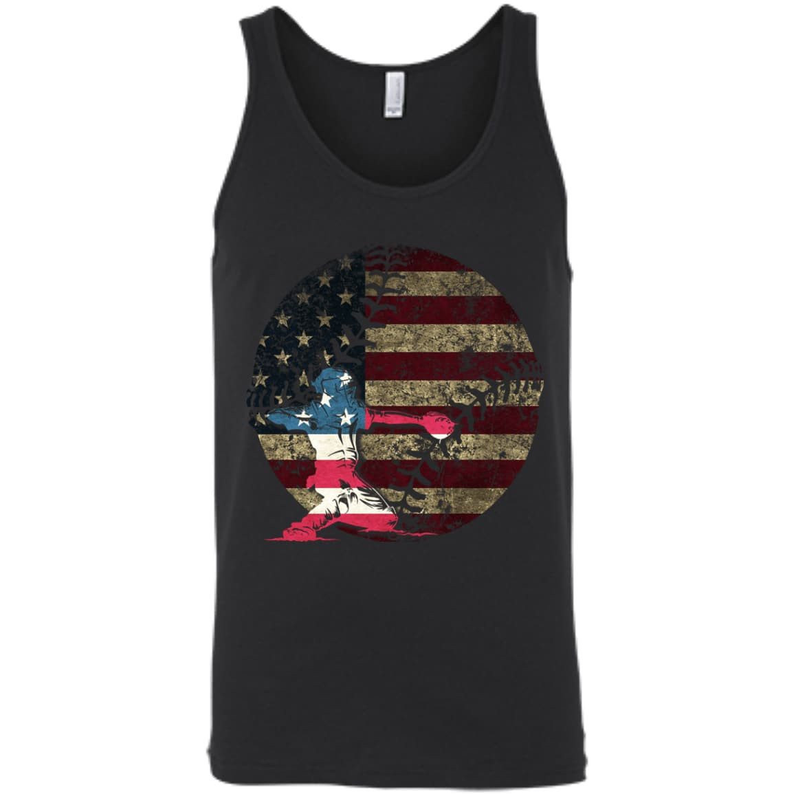 Catcher Baseball America Flag-T-Shirt & Hoodie-Unisex Tank-Black