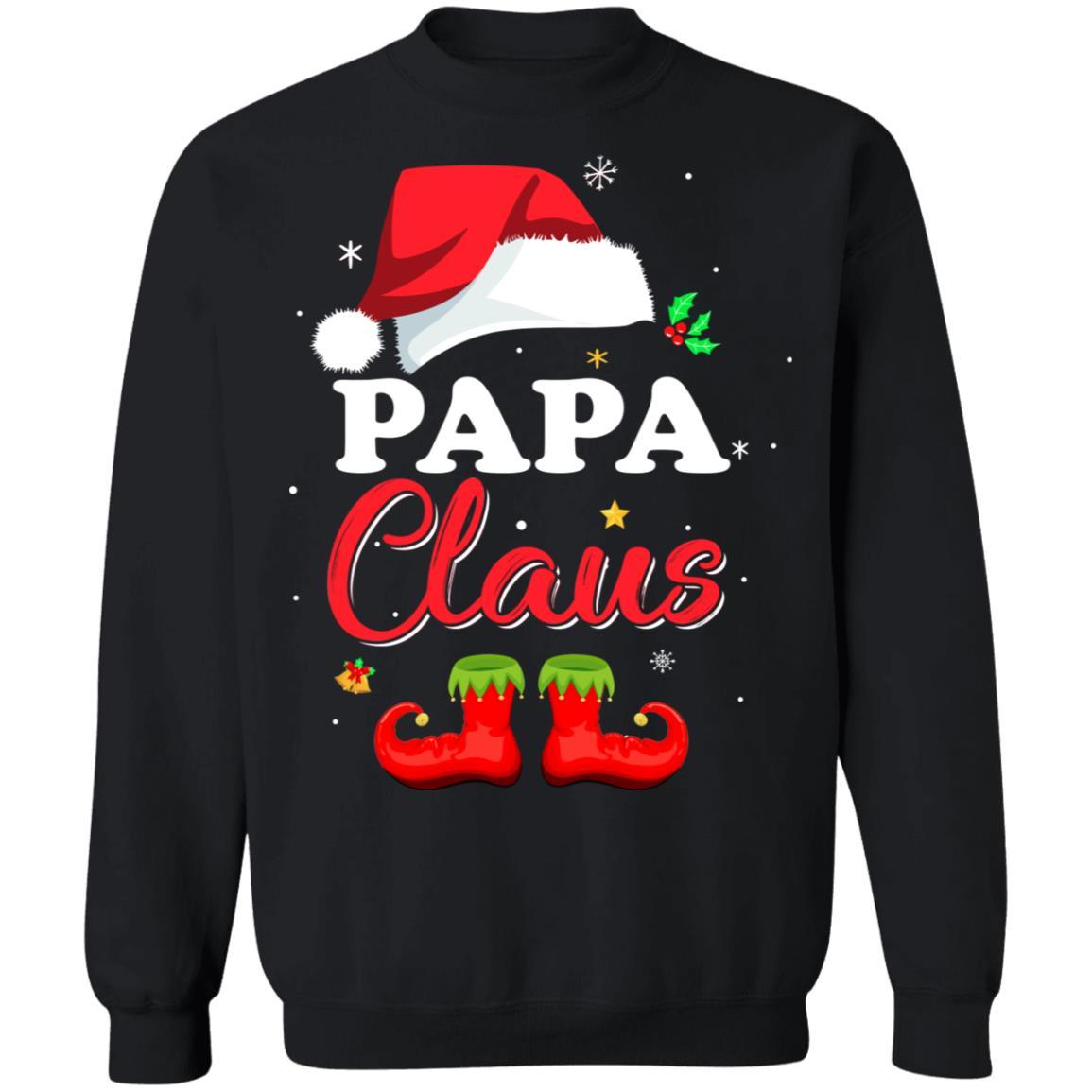 Santa Papa Claus Matching Family Pajamas Christmas Gifts-T-Shirt & Sweatshirt-Crewneck Sweatshirt-Black