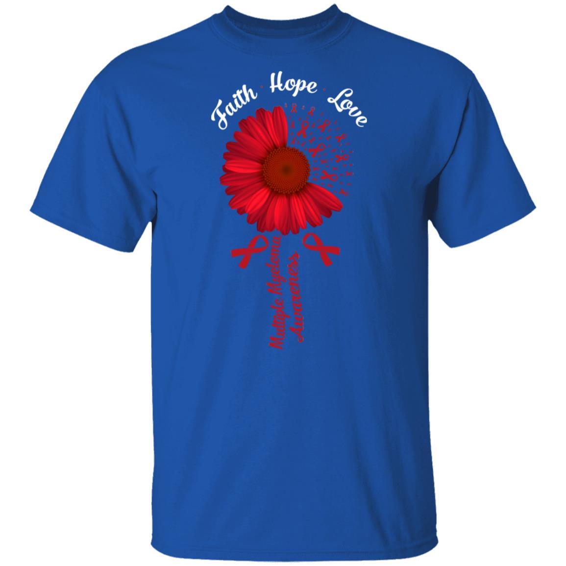Faith Hope Love Burgundy Multiple Myeloma Awareness-T-Shirt & Hoodie-Classic T-Shirt-Royal
