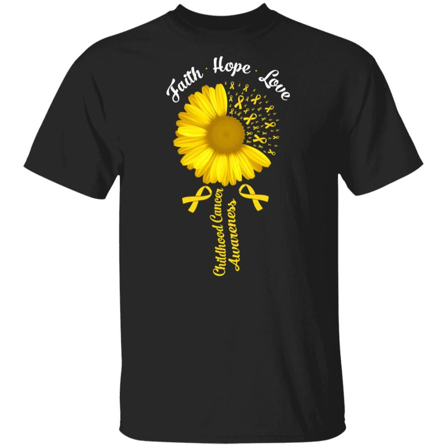 Faith Hope Love Childhood Cancer Awareness-T-Shirt & Hoodie-Classic T-Shirt-Black