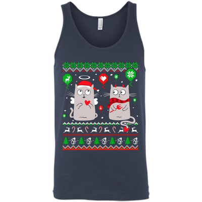Halo Halo Christmas Cat Lover-T-Shirt & Hoodie-Unisex Tank-Navy
