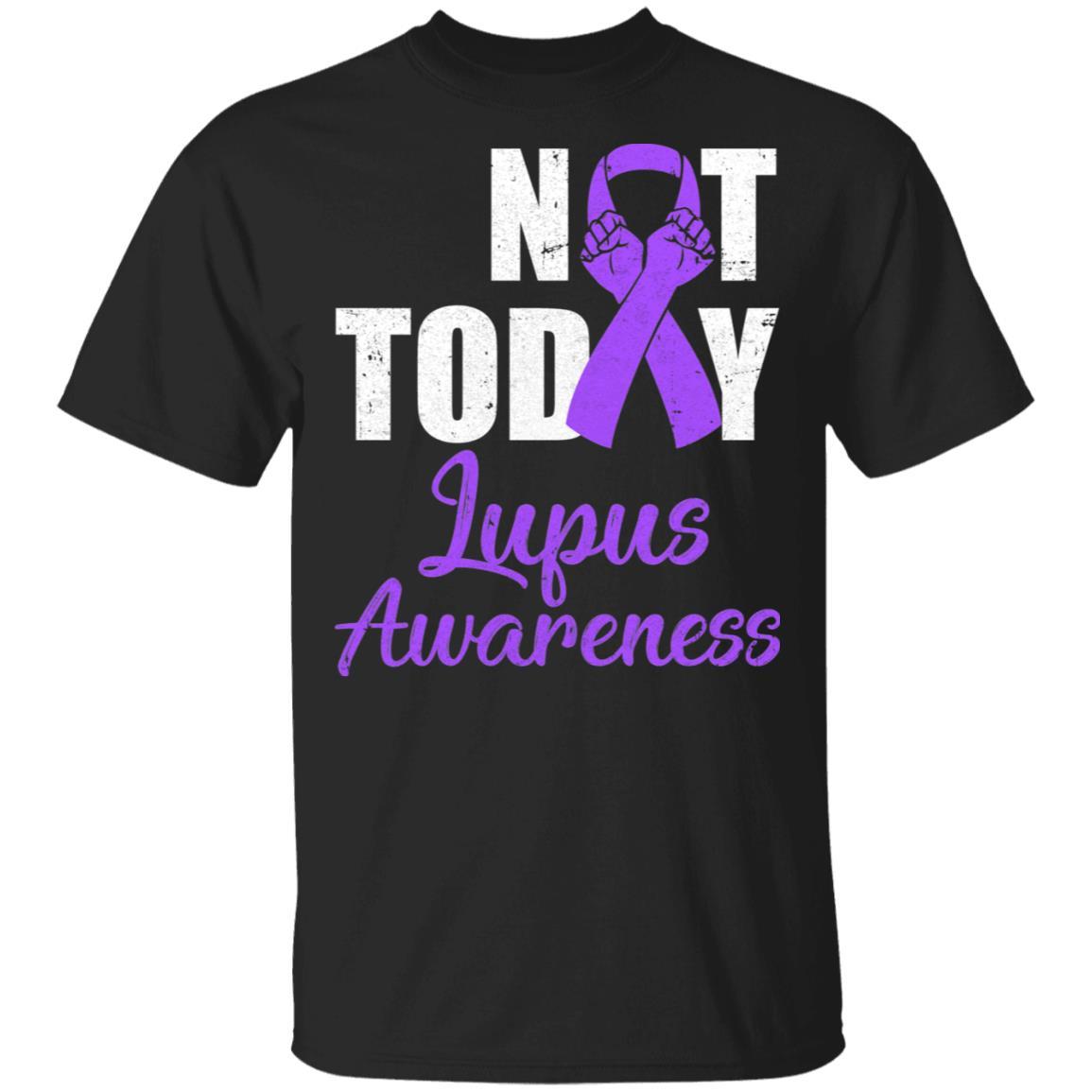 Support Lupus Awareness Purple Ribbon Not Today-T-Shirt & Hoodie-Classic T-Shirt-Black
