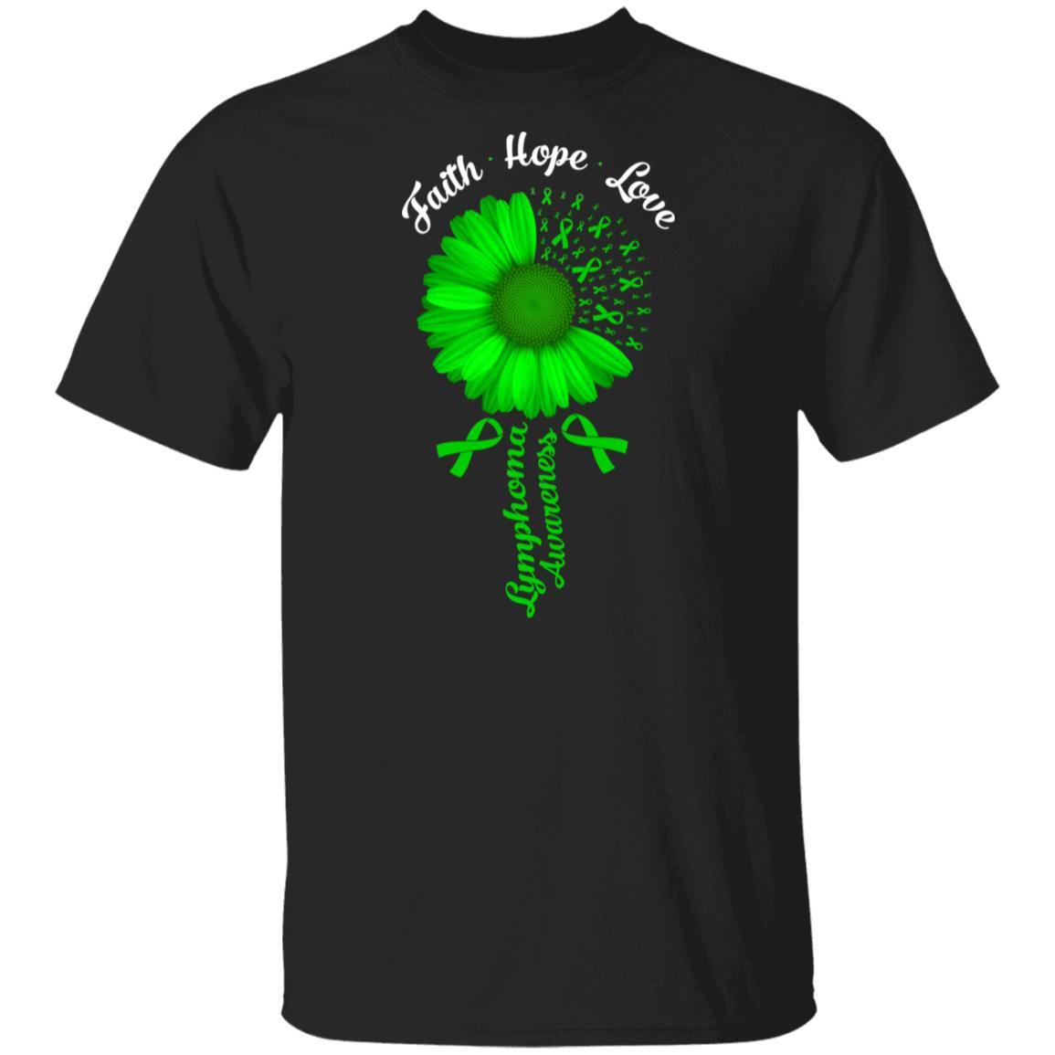 Faith Hope Love Green Lymphoma Cancer Awareness-T-Shirt & Hoodie-Classic T-Shirt-Black