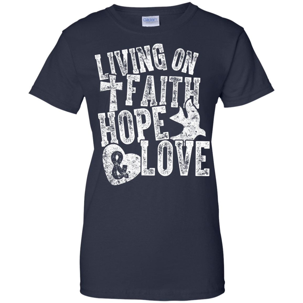 Living on Faith Hope and Love-T-Shirt & Hoodie-Women's T-Shirt-Navy