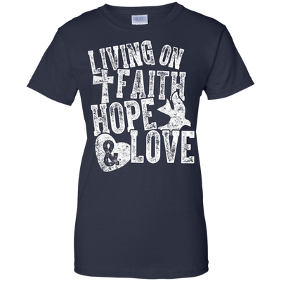 Living on Faith Hope and Love-T-Shirt & Hoodie-Women's T-Shirt-Navy
