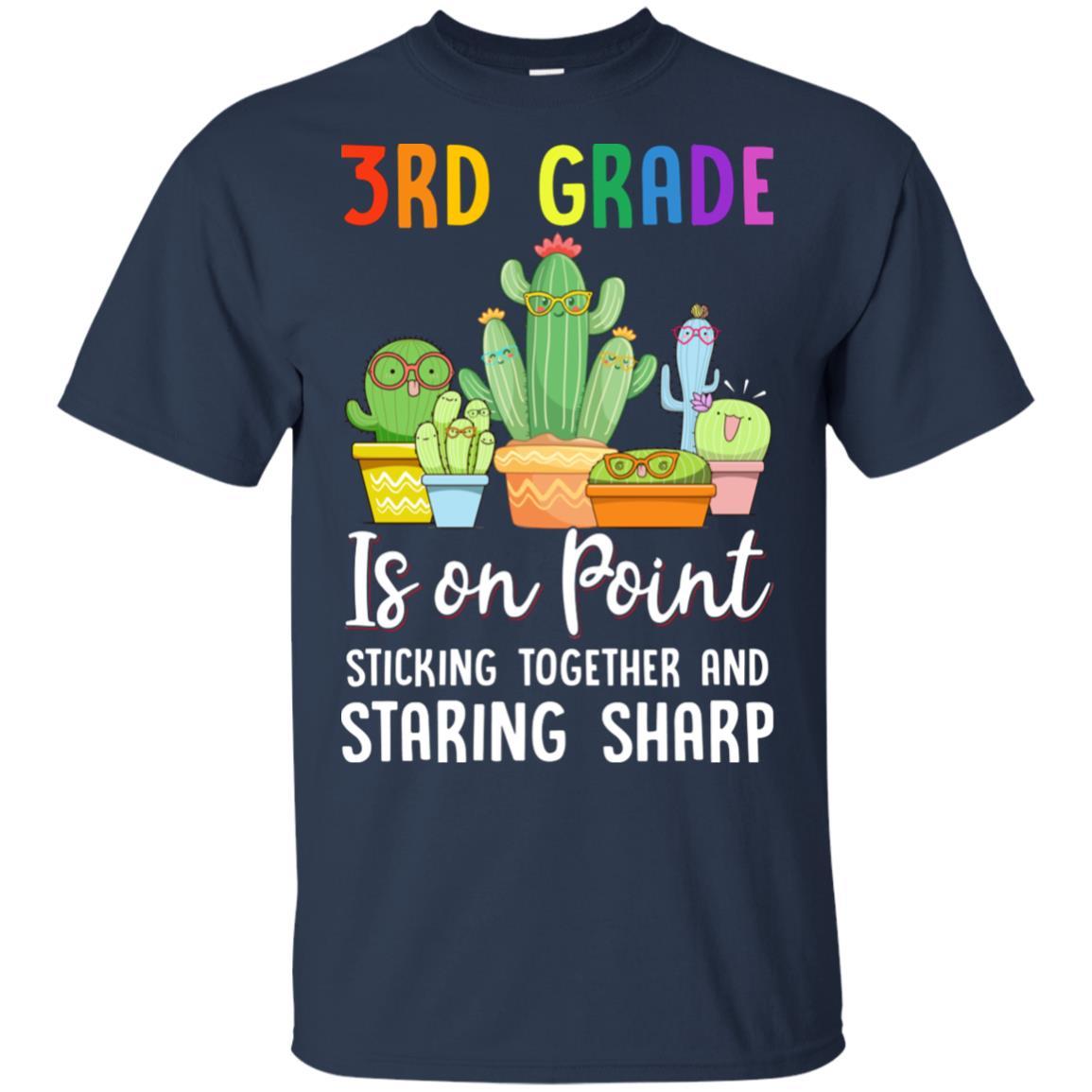 3rd Grade Is On Point 1St Day Of School Cactus Teacher-T-Shirt & Hoodie-Classic T-Shirt-Navy