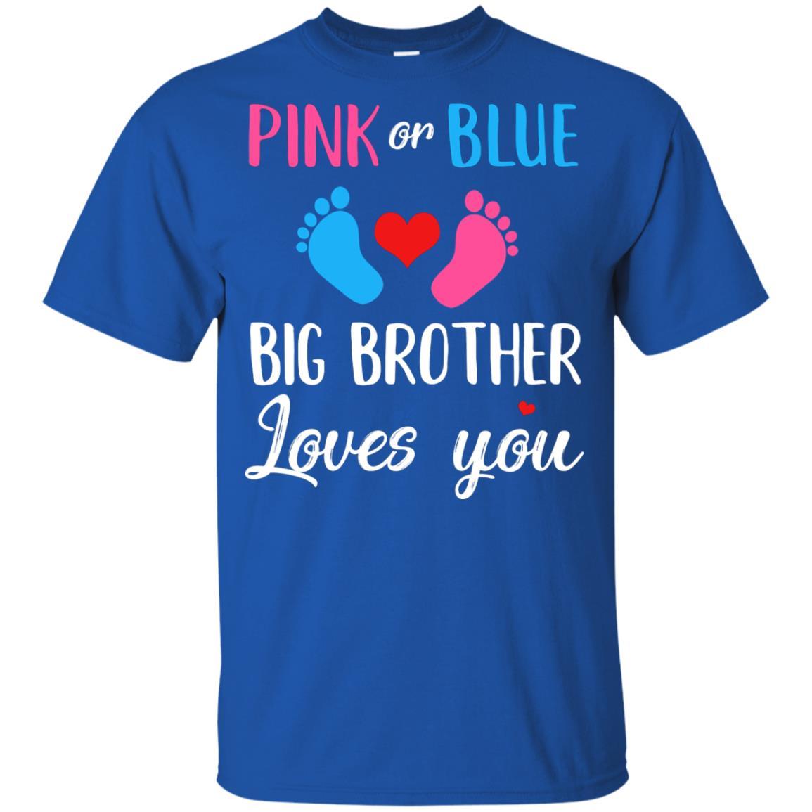 Pink Or Blue Big Brother Loves You Funny Gender Reveal Party Gift Youth-Youth Shirt-Youth T-Shirt-Royal