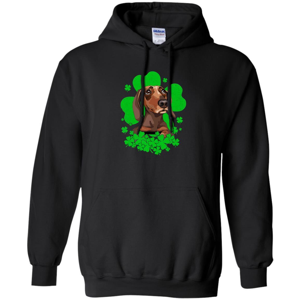 Dachshund St. Patrick's Day Clovers-T-Shirt & Hoodie-Pullover Hoodie-Black