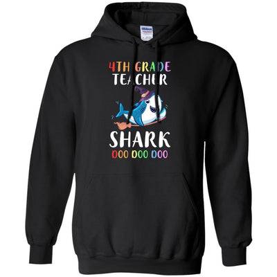 4th Grade Teacher Shark Doo Doo Doo Halloween-T-Shirt & Hoodie-Pullover Hoodie-Black