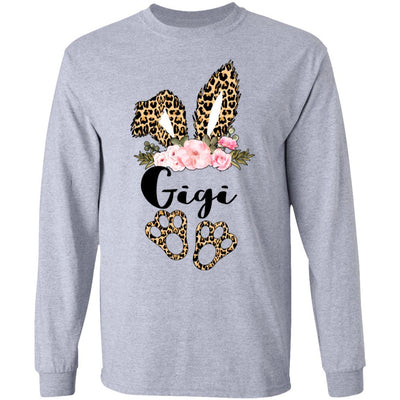 Flower Leopard Bunny Gigi Easter Day Women Gifts-T-Shirt & Hoodie-Long Sleeve T-Shirt-Sport Grey