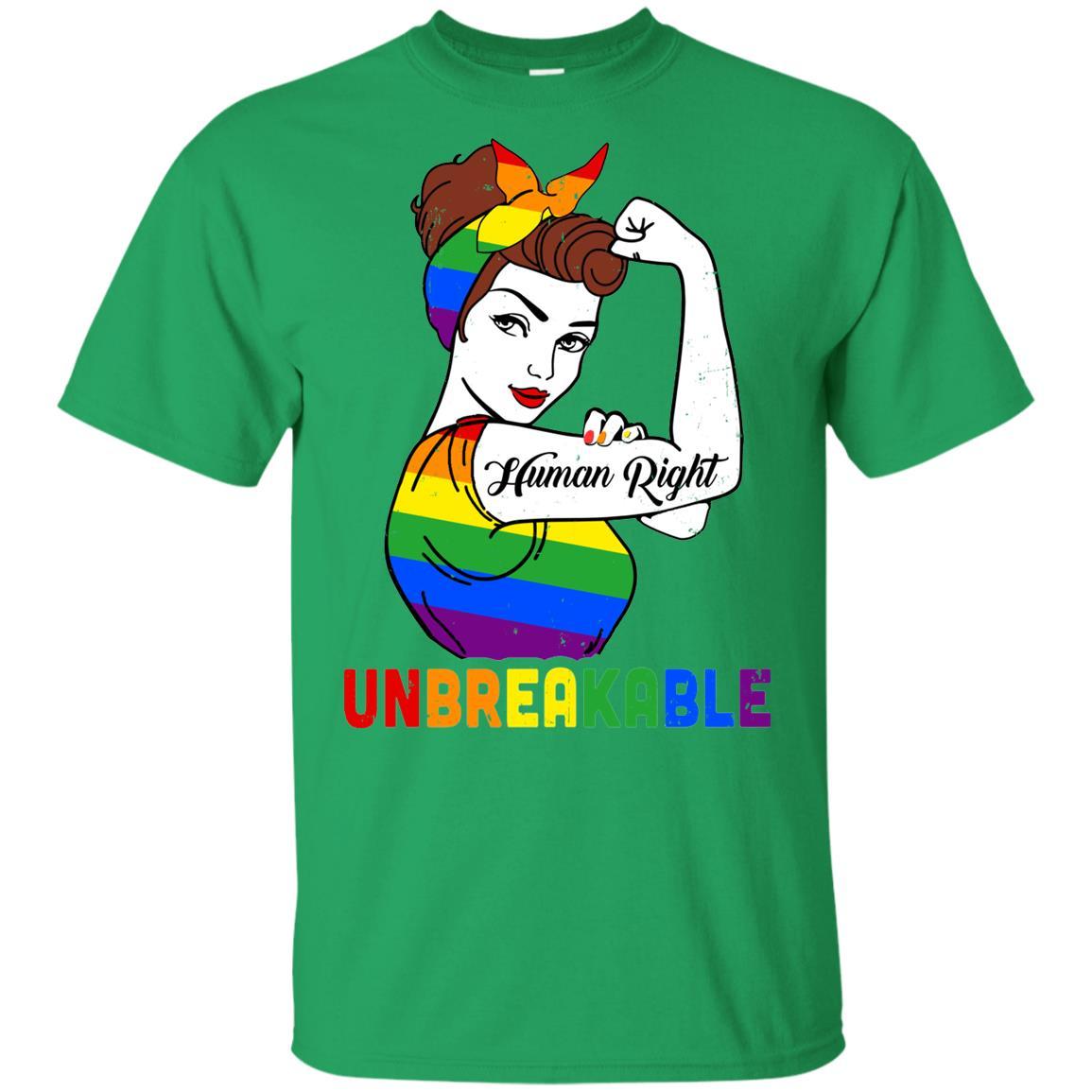 Lady Human Right Unbreakable Rainbow LGBT Pride Month-T-Shirt & Hoodie-Youth T-Shirt-Irish Green