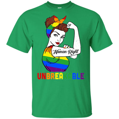 Lady Human Right Unbreakable Rainbow LGBT Pride Month-T-Shirt & Hoodie-Youth T-Shirt-Irish Green