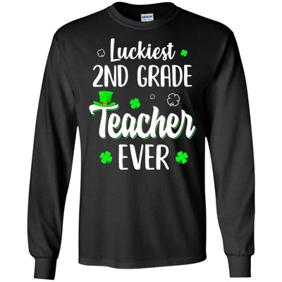 Luckiest 2nd Grade Teacher Ever Irish St Patricks Day-T-Shirt & Hoodie-Long Sleeve T-Shirt-Black