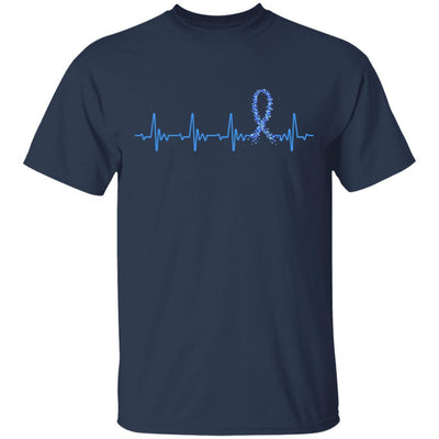 Colon Cancer Awareness Blue Ribbon Heartbeat-T-Shirt & Hoodie-Classic T-Shirt-Navy