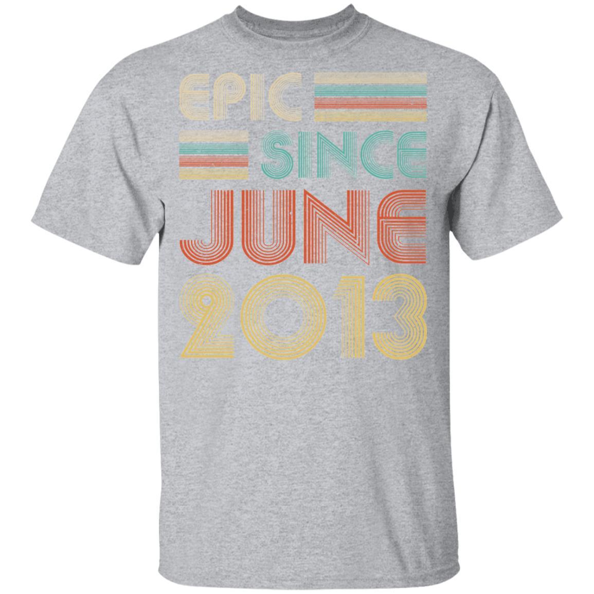 Epic Since June 2013 Vintage 8th Birthday Gifts Youth-Youth Shirt-Youth T-Shirt-Sport Grey
