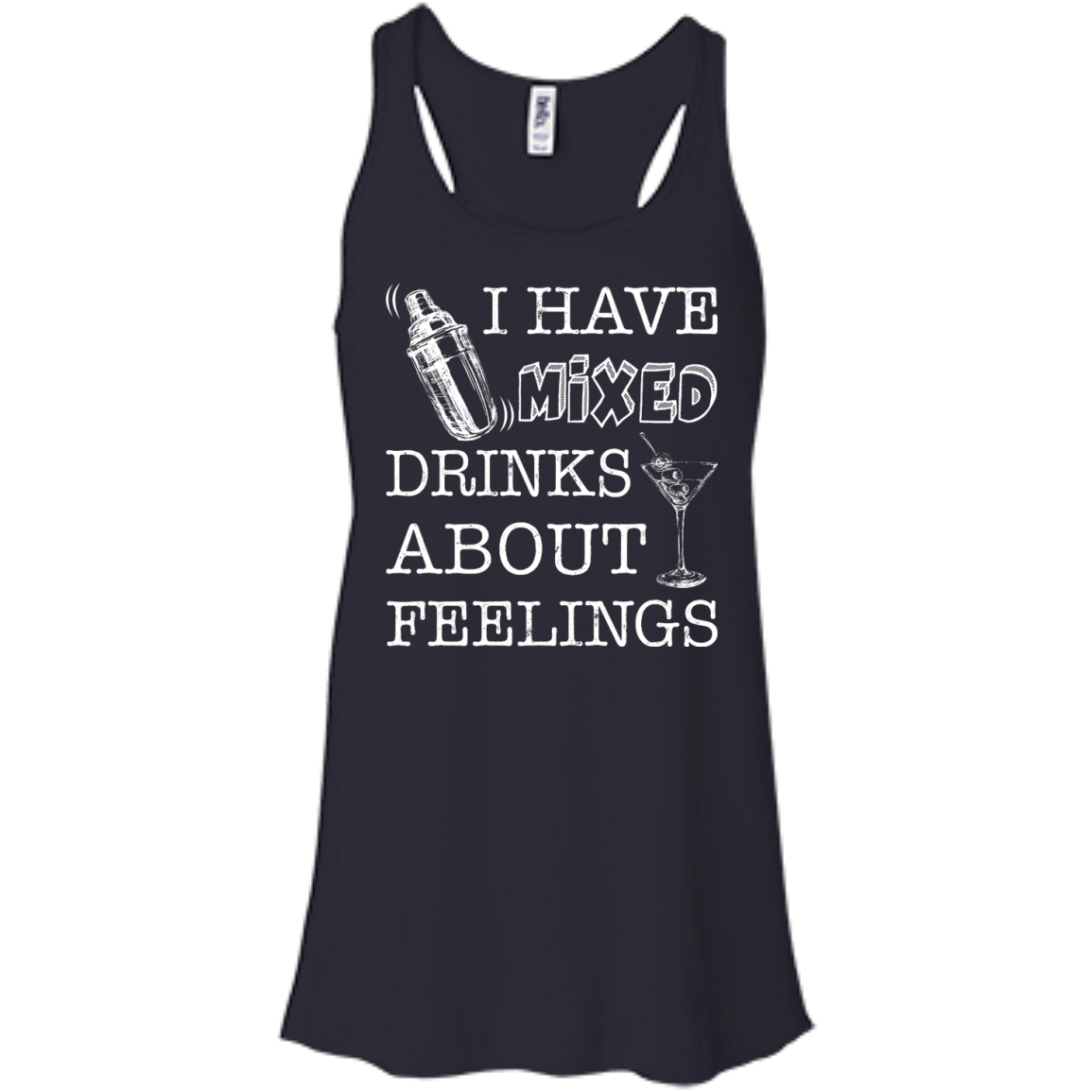 I Have Mixed Drinks About Feelings-T-Shirt & Hoodie-Women's Flowy Racerback Tank-Midnight