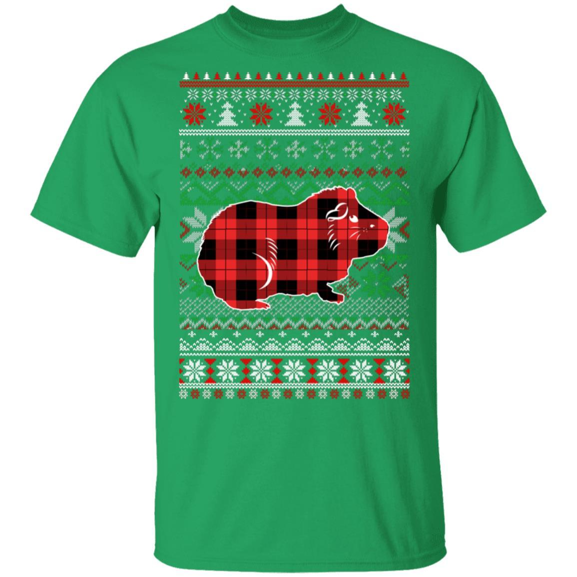 Guinea Pig Red Plaid Ugly Christmas Sweater Funny Gifts-T-Shirt & Sweatshirt-Classic T-Shirt-Irish Green
