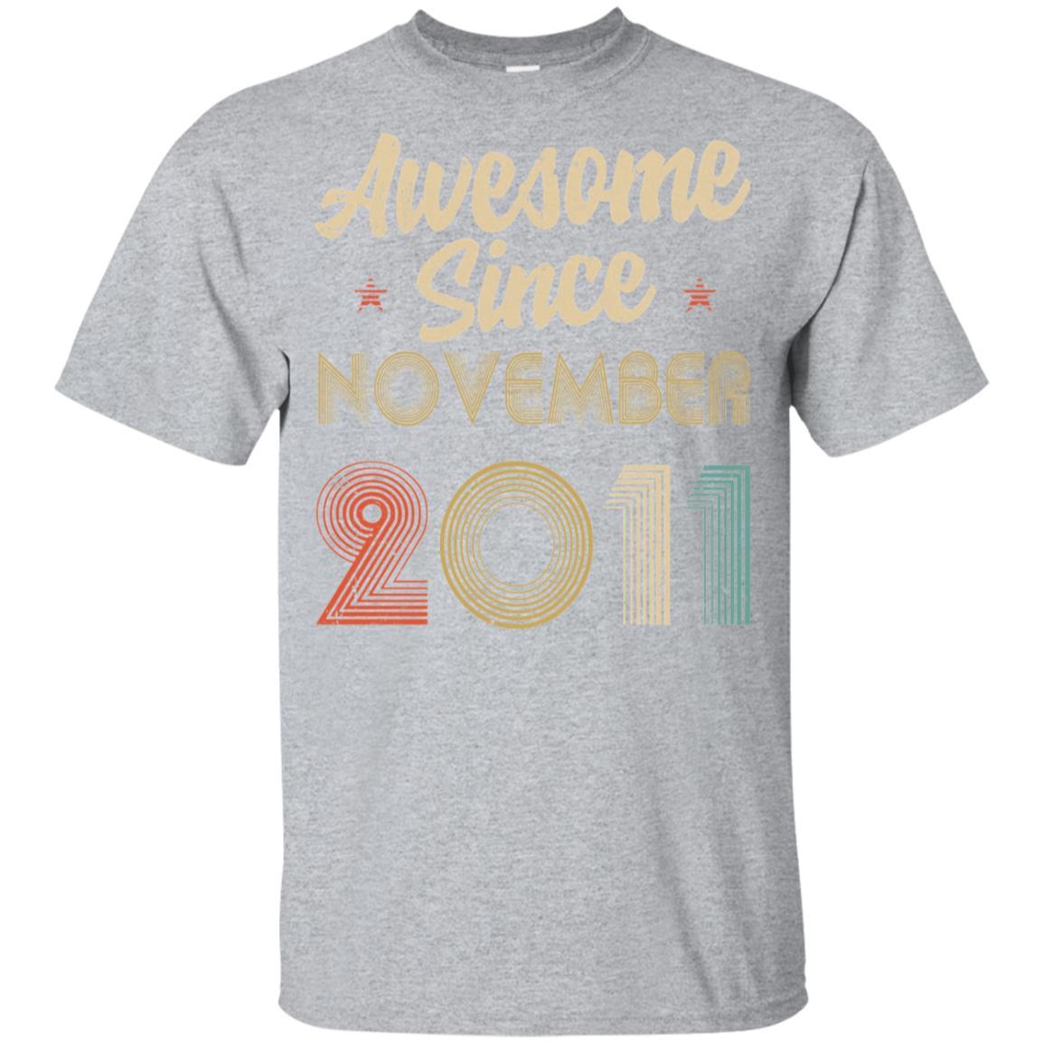 Awesome Since November 2011 Vintage 10th Birthday Gifts Youth-Youth Shirt-Youth T-Shirt-Sport Grey