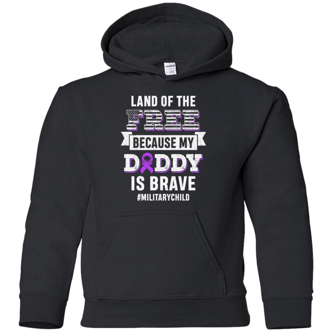 Military Child Month Purple Up Free Brave Dad Pride Youth-Youth Shirt-Youth Pullover Hoodie-Black