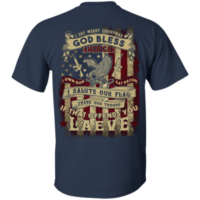 I Say Merry Christmas God Bless America Christmas-T-Shirt & Hoodie-Classic T-Shirt-Navy