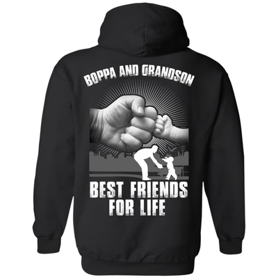 Boppa And Grandson Best Friends For Life-T-Shirt & Hoodie-Pullover Hoodie-Black