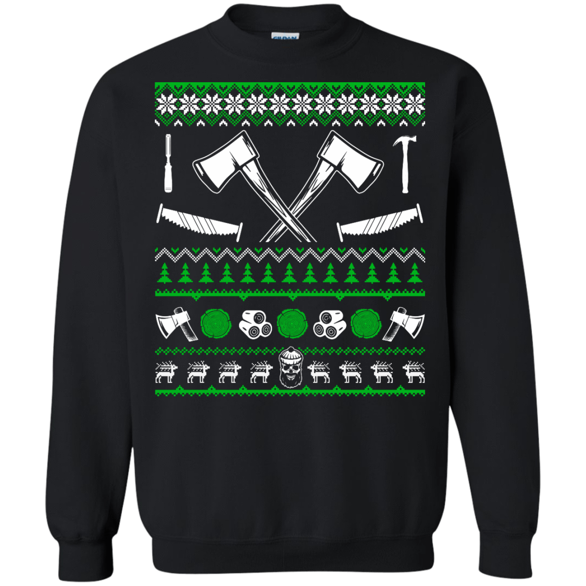 Lumberjack Christmas Sweater-T-Shirt & Hoodie-Crewneck Sweatshirt-Black