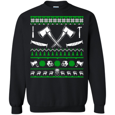 Lumberjack Christmas Sweater-T-Shirt & Hoodie-Crewneck Sweatshirt-Black