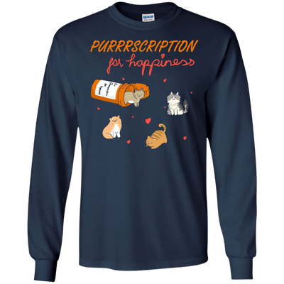 Purrrscription For Happiness-T-Shirt & Hoodie-Long Sleeve T-Shirt-Navy