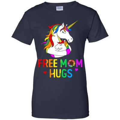 Free Mom Hugs LGBT Gay Unicorn-T-Shirt & Hoodie-Women's T-Shirt-Navy